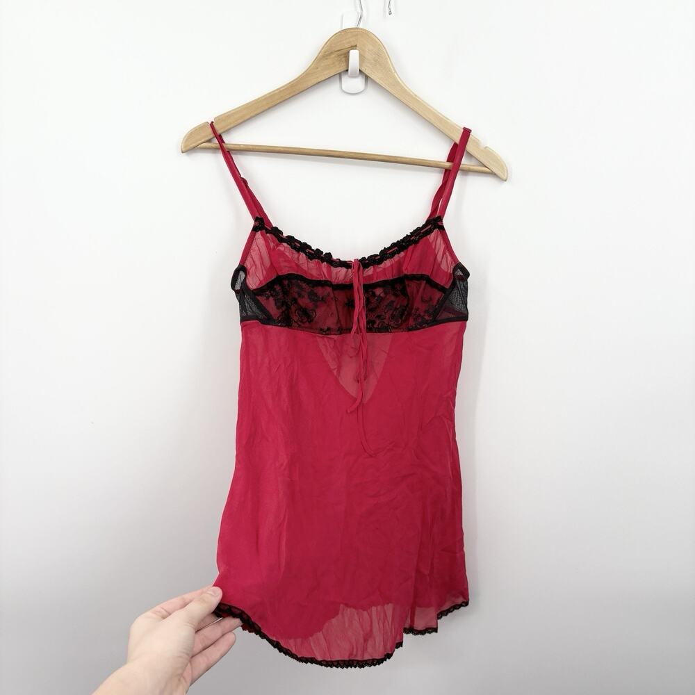 Vintage Y2K Victorias Secret Silk Slip Dress Medium Babydoll Milkmaid Coquette